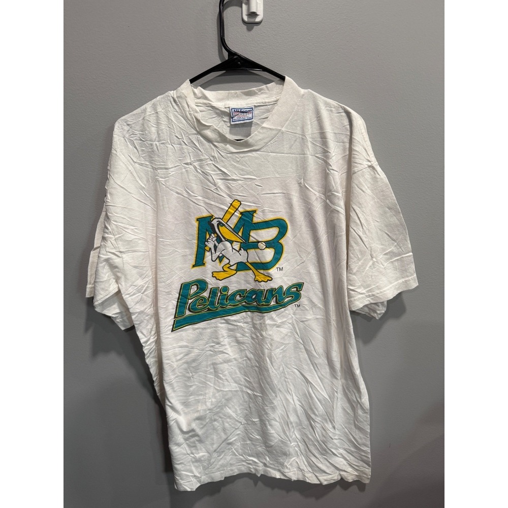 Vintage 90s All Sport MB Pelicans Wendy's T Shirt White XL Baseball